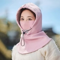 Pink winter thermal balaclava with adjustable drawstring and breathable nose mesh detail - Breathable Mask Style / Pink