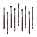 Set of 9 professional makeup brushes with brown wood handles and soft dark bristles - 9Pcs Eye Brush Set Wood Color