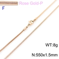 Rose gold stainless steel snake chain necklace 1.5mm width 550mm length 8g weight - Rose Gold 1.5mm Width 55cm Length (KN203604-Z)