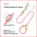 Pink and green braided 1.5m dog slip lead with adjustable metal slider for medium large dogs - M / Pink and Green