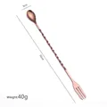 Rose gold 32cm stainless steel dual-ended bar spoon and fork with spiral handle - Rose Gold Large Bar Spoon [Thickened] [410 Steel]