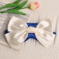 Blue and white satin sleep mask featuring a large decorative cream bow detail - Bowknot-Royal Blue (No Gel)