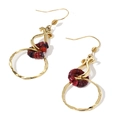 Französische Vintage-Ohrringe in Gold mit weinroten Perlen und runden Anhängern - SE22101526 (Gold Rot Perlenohrringe)