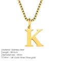 14K gold plated stainless steel letter K pendant necklace with box chain for women - Letter K / Gold
