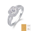 Square cut moissanite ring in S925 silver with halo setting and GRA certificate - R13076 Cushion Cut Style (With GRA Certificate)