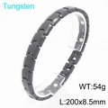 Bracelet magnétique en tungstène noir mat avec chaîne en H et 200mm de long - Noir (KB208981-JI)