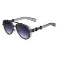 Retro pilot sunglasses with dark grey metal frame and gradient lenses in a punk style - Sand Grey Gunmetal Frame Gradient Grey Lens