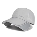 Light gray quick-dry outdoor sports hat with retractable brim and mesh panels - Adjustable / Light Gray