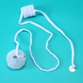 Hanging cat teaser toy with light blue plush rope, bell ball and suction cup base - Blue Extended Door Spring Ball
