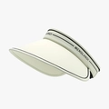 Women's UV protection visor in cream white with black piping and letter print - Adjustable / Fruit Green