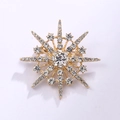 Elegant gold snowflake brooch with sparkling crystals and a central star design - Gold Snowflake Star (XD7996-2)