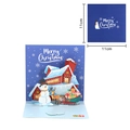 Blue 3D Christmas card with snowman and reindeer pop-up design and 11cm square size - Blue