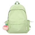 Minimalist mint green large capacity backpack with cute plush charm and YUELER logo - Green