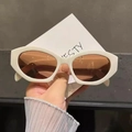 Gafas de sol retro cat-eye con montura beige y cristales marrones para mujer - C5 Beige Lentes Té
