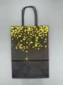 Black paper gift bag with metallic gold heart pattern and sturdy rope handles - Black / Top Heart / Gold