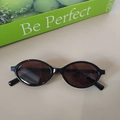Kids vintage oval black sunglasses with dark lenses for stylish 2025 sun protection - Dark Brown