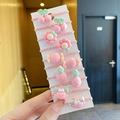 Set of 10 pink elastic hair ties for kids featuring cute resin fruit and flower charms - Pink Series 10-Piece Set