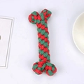 Giocattolo per cani in corda di cotone intrecciata rossa e verde a forma di osso - Rosso e Verde