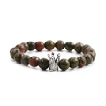 8mm natural tiger eye stone beads bracelet with a vintage silver crown charm for men - Mixed Natural Stone-Crown