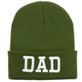 Dark green ribbed knit beanie with white DAD embroidery for outdoor warmth - DAD / Army Green