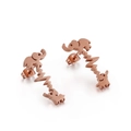 Orecchini a perno minimalisti in acciaio inox oro rosa con elefante e battito cardiaco - Oro Rosa (KE86800-KFC)