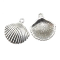 Silver shell-shaped alloy pendants for jewelry making shown in front and back view - Shell Style (A5-218) / Antique Silver