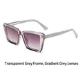 Modern square sunglasses featuring a transparent grey frame with gradient purple lenses - Transparent Grey Frame Gradient Grey Lens