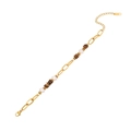 Tiger eye and pearl beaded bracelet with gold metal chain in tiger eye brown variant - Tiger Eye Disc Bead Splicing Style (6#)