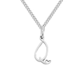 Elegant silver stainless steel Cuban chain necklace with letter Q and heart pendant - Letter Q / Steel