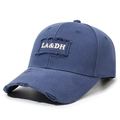 Casquette baseball bleu marine délavée vintage avec broderie LA&DH et visière usée - Réglable / Bleu