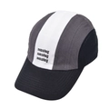 Three-tone color block baseball cap with embroidered sonntag text in white grey and black - Black-Grey White Patchwork (Sonntag Embroidery)