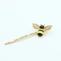 Golden bee hair clip with black and yellow enamel wings and sparkling rhinestones - Rhinestone Black Yellow Enamel Bee Hair Clip / Colorful Bee