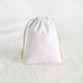 White cotton drawstring pouch with soft texture for jewelry storage and gift packaging - 7*9cm / White