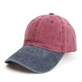 Berretto da baseball vintage in cotone lavato con design color-block bordeaux e grigio - Bordeaux con Tesa Blu Navy