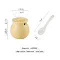 Set barattolo per strutto in ceramica giallo crema con coperchio e cucchiaio 1200ml - 1200ml Giallo Crema (Con Cucchiaio)
