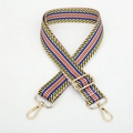 Tracolla intrecciata a righe blu e marroni con ganci regolabili in metallo dorato - Stile 149