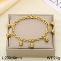 Minimalist 18K gold plated stainless steel bead bracelet with seven polished charms - Gold (7 Beads 8mm) / 20cm