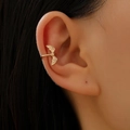 Gothic bat ear cuff in golden finish, vintage clip-on earring accessory for women - KC Gold (7801)