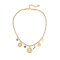Collana dorata con ciondoli a forma di sole luna stella e fiori su sfondo bianco - Stile Sole Luna Stella Fiore (2#)