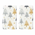 White Christmas kitchen towels with gold and grey tree prints in a two-piece set - Simple Christmas Tree Style (MJBT66-35) / 2 Pieces/Pack (40*60cm) / White Grey Gold Combination