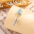 Silver cat ear cartilage stud with blue teardrop stone and screw back spike - A566-3# Blue (Single)