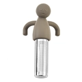 Brown silicone little man tea infuser with stainless steel filter basket for loose leaves - Brown