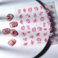 Lot de stickers 3D pour nail art avec fleurs roses et motifs de feuilles en relief - Motif Floral Rose (FEB-781)