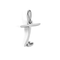 Polished silver stainless steel cross pendant with a small hollowed heart detail - Letter T / Silver