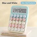 Blue mechanical button calculator with colorful pastel keys and 12-digit LCD screen - Silent Blue-Pink-White 817 New Gradient