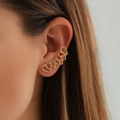 Minimalist gold ear cuff featuring five hollow heart shapes in a row for a trendy look - KC Gold Row Hearts Style (x069)