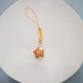 Orange hollow metal cherry blossom bell with matching woven lanyard accessory - 14mm / Orange (with Lanyard)