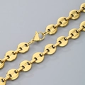 Collar de acero inoxidable chapado en oro 18K con eslabones de grano de café - Collar de Oro de 9mm / 45cm