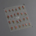 Stickers ongles rétro style peinture à l'huile avec motifs roses et détails dorés - Style Rose Rouge Vintage Feuille d'Or (MN-303)