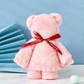 Cute pink coral fleece towel bear with red ribbon gift packaging for wedding favors - Light Pink Bear (without Packaging) / 30*30cm